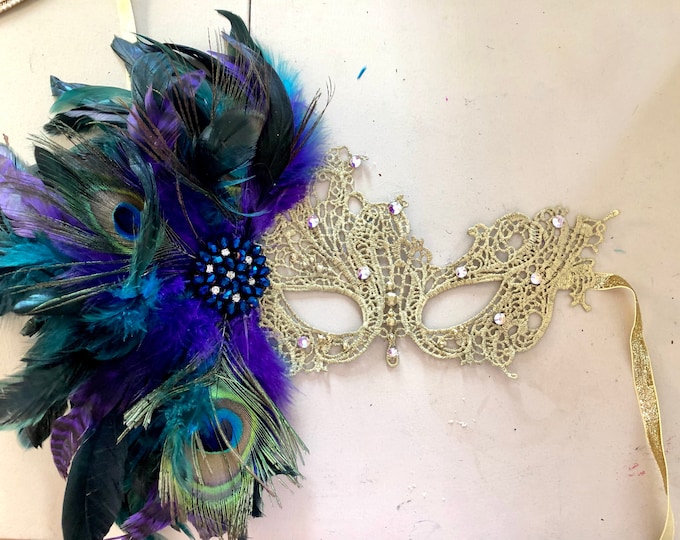 Purple Masquerade Mask- Peacock mask -Lace mask