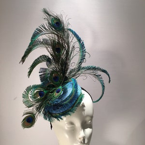 Peacock Fascinator- Navy Hat- Derby image 7