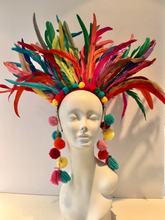 Pom pom headpiece- Feather Headdress