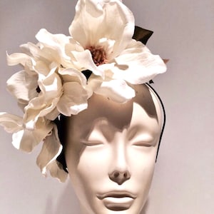 Bridal Fascinator Magnolia Headband Wedding Tea Party Ivory (shown)