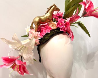 Pink Lily Fascinator- Oaks Derby Hat- Lilies for the Fillies