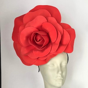 Large Rose Fascinators -Kentucky Derby- Red headpiece
