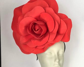 Large Rose Fascinators -Kentucky Derby- Red headpiece