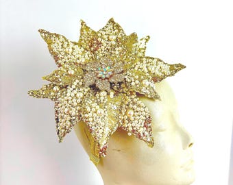 Gold Fascinator headpiece -Pearl headband- Derby- Wedding