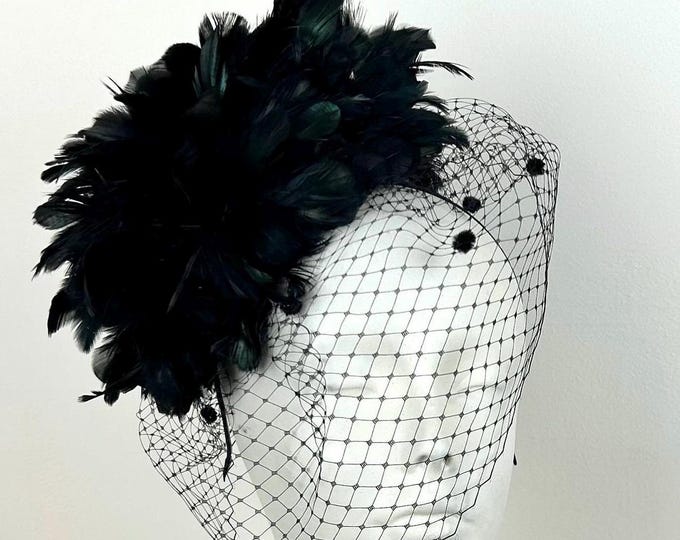 Black Birdcage veil fascinator -Wedding