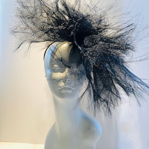 Black Women Fascinator- Large Brim hat- Derby