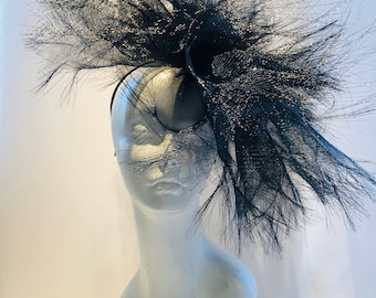 Black Women Fascinator- Large Brim hat- Derby