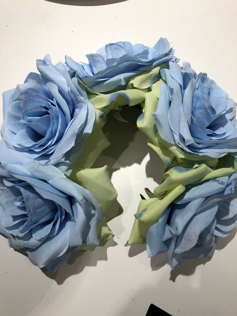 Yellow Rose headpiece- Flower headband Blue