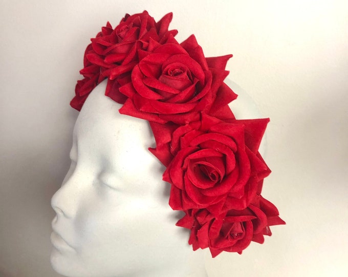 Red Rose headband- Derby- Day of the dead headband