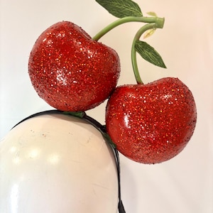 Cherry Fascinator -Glitter red fascinator- vintage style