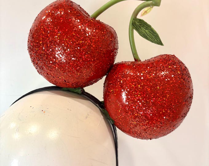 Cherry Fascinator -Glitter red fascinator- vintage style