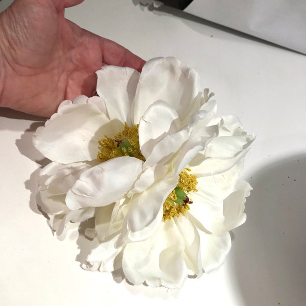 Ivory magnolia Hair Clip- 2 flower hair accessory