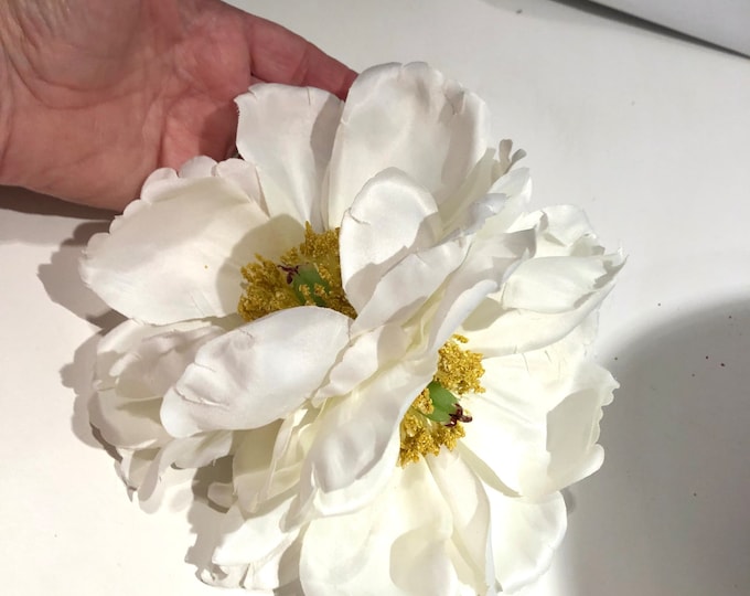 Ivory magnolia Hair Clip- 2 flower hair accessory