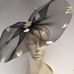 Black Fascinator- Derby Floral headpiece