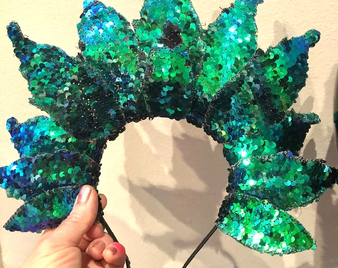 Mermaid sequin crown- Headdress- Festival wear