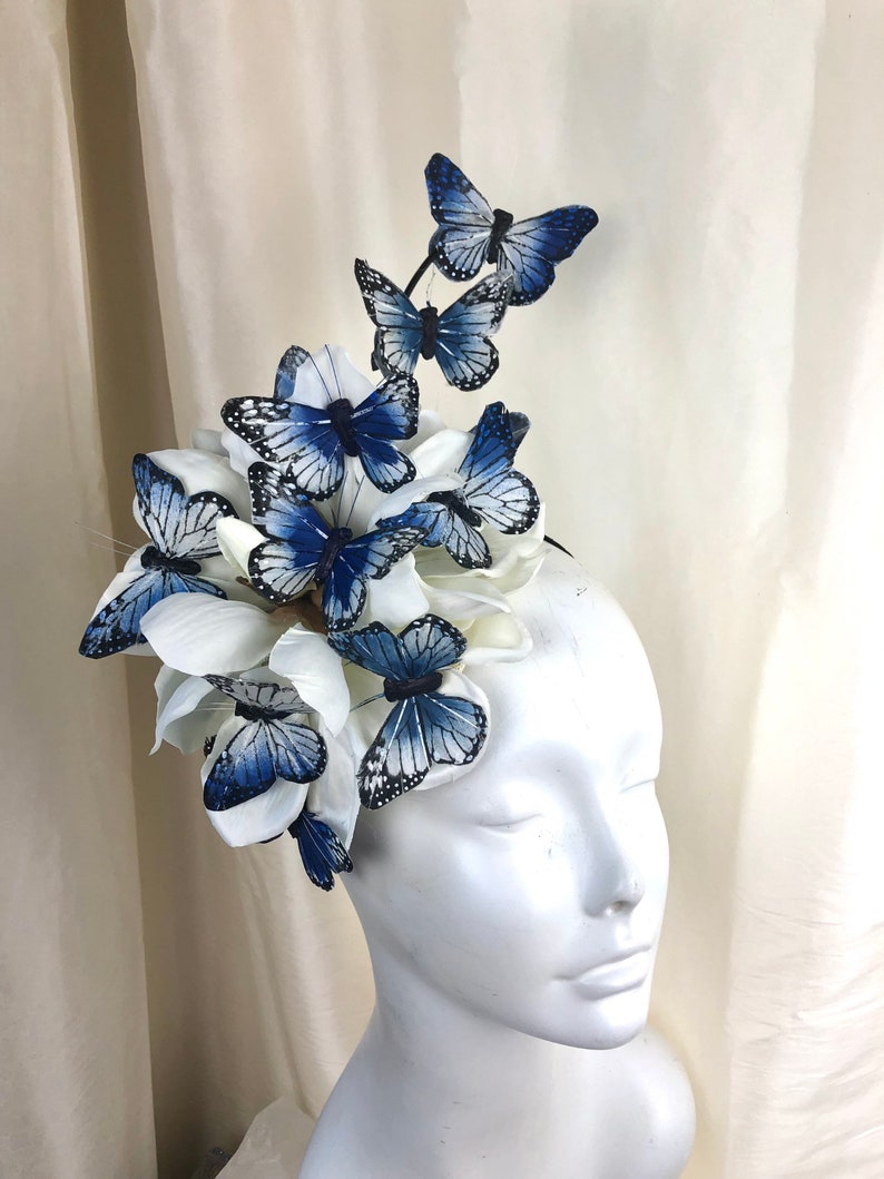 Blue Fascinator Monarch Hat Butterfly Hat Etsy