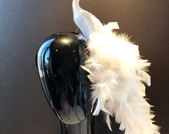 White Fascinator- Bird Headband- Derby
