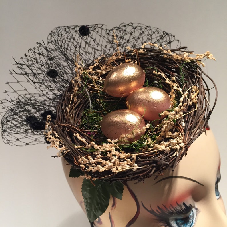 Gold Fascinator Bird Nest Headband Etsy