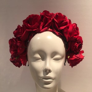 Red Rose headdress Floral headband image 3