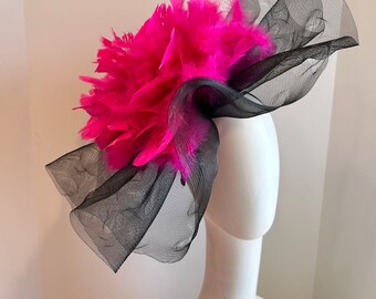 Hot pink feather Fascinators -Sale-Kentucky Derby