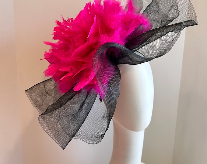 Hot pink feather Fascinators -Sale-Kentucky Derby