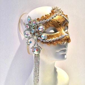 Gold  Mask- Rhinestone Mask-  Halloween  Masquerade