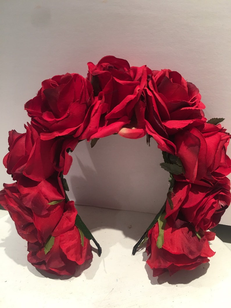 Red Rose headdress Floral headband image 2