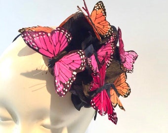 Butterfly Fascinator- Kentucky Derby- Pink Tea Party headband