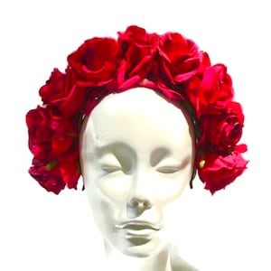 Red Rose headdress Floral headband imagem 1