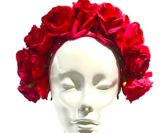 Red Rose headdress- Floral  headband