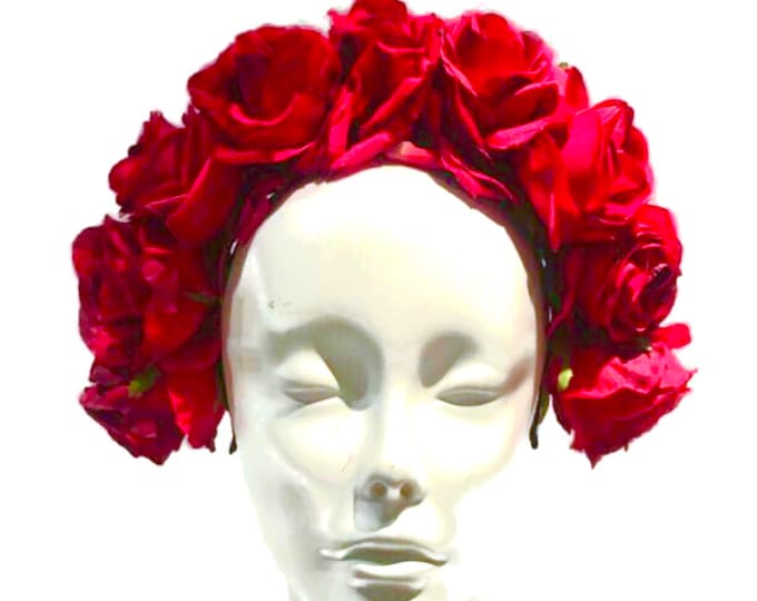 Red Rose headdress- Floral  headband