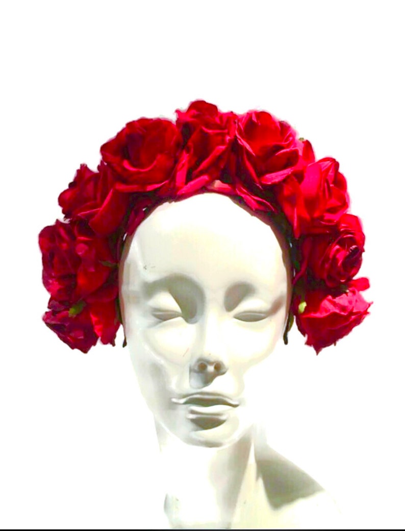 Red Rose headdress Floral headband image 1