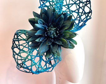 turquoise blue Fascinator -Bow- Tea party- Derby- Wedding