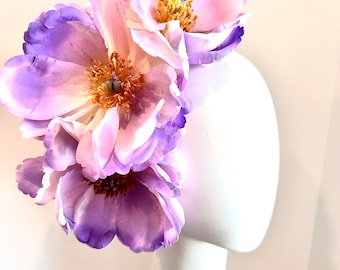 Purple lilac Fascinator- Derby flower headpiece- Tea party- Easter