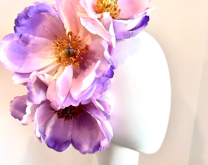 Purple lilac Fascinator- Derby flower headpiece- Tea party- Easter