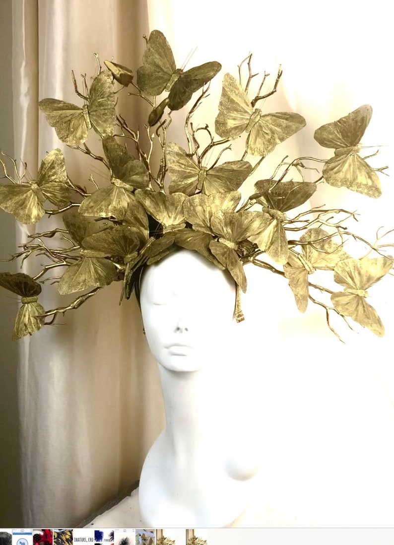 White fascinators Butterfly Headpiece image 1