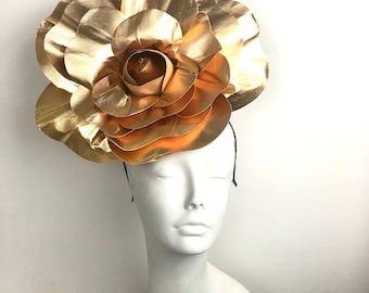 Gold Rose Fascinators -Kentucky derby- gold headpiece