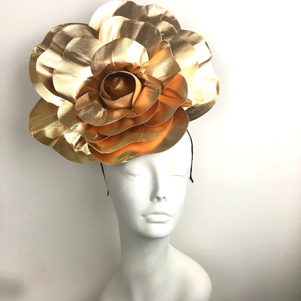 Gold Rose Fascinators -Kentucky derby- gold headpiece