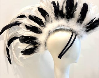 Unicorn Headpiece- Black white headdress -Mardi gras