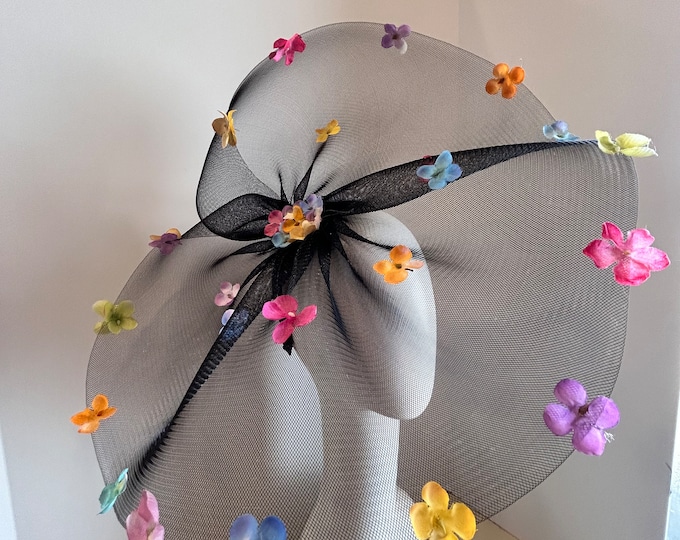 Black Fascinator- Wedding- Flower headpiece- Derby- Tea party