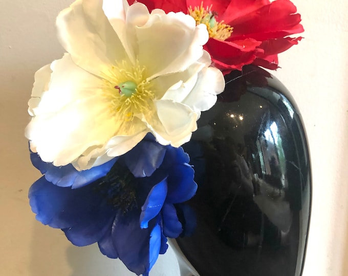 Red white and blue Fascinator- Magnolia Headband- Flower accessory