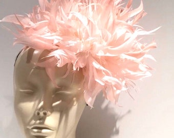 Pink Fascinator- Wedding - Feather Hat