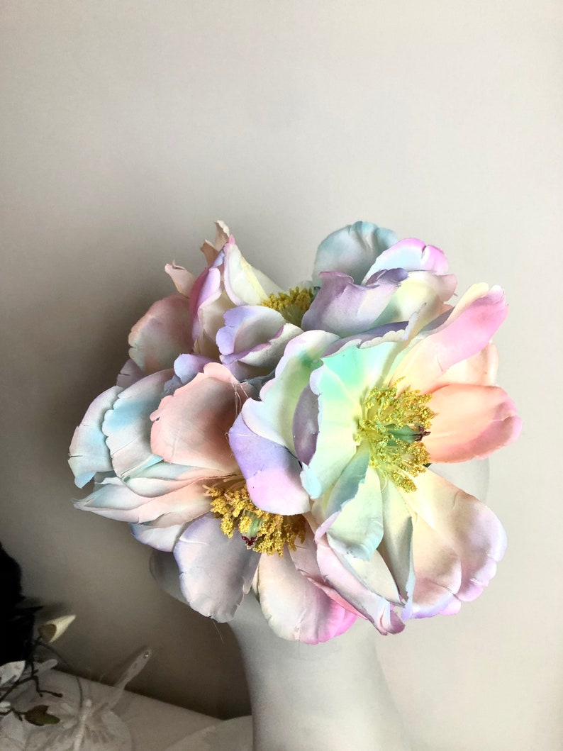 Pastel Multi Fascinator-Magnolia Flower headpiece Ladies headband image 2