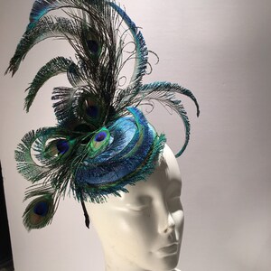 Peacock Fascinator- Navy Hat- Derby image 3