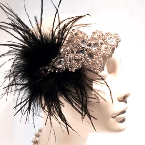 Flapper Headpiece- Black 1920s Head Wrap