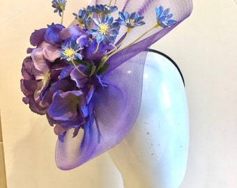 Purple -Royal Fascinator- Floral Hat- Derby