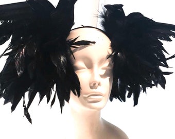 Crow Headband- Bird Fascinator- Halloween - Music Fest- Goth