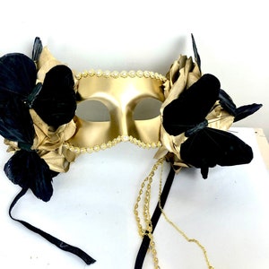 Black and gold Mask- Masquerade ball- Butterfly costume