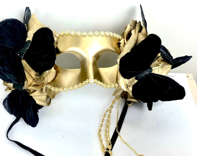 Black and gold Mask- Masquerade ball- Butterfly costume