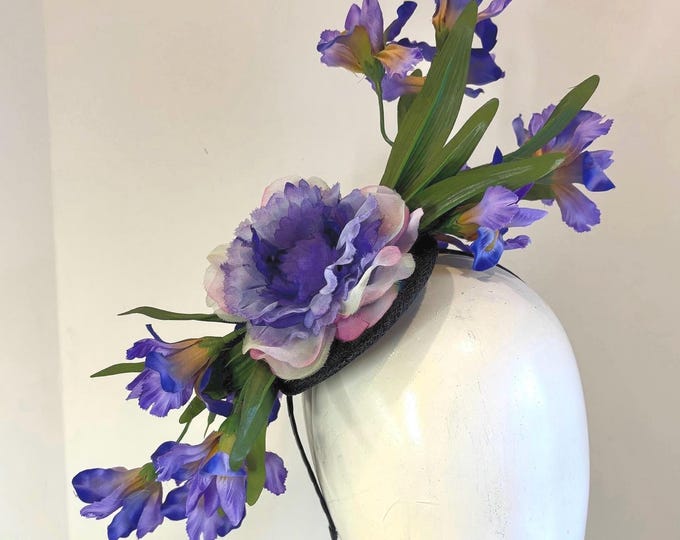 Iris Fascinator- Purple Derby hat- One of a Kind